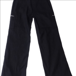 Black Cargo Pants with Zippered Pockets, Size L